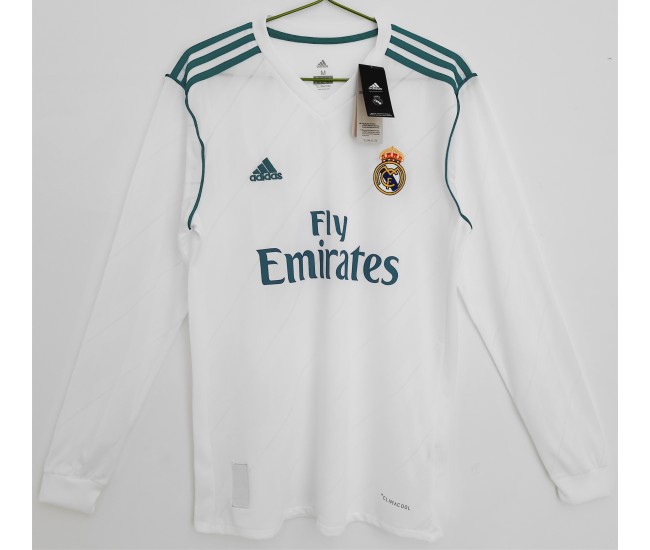 Camiseta retro de local de manga larga del Real Madrid 2017-2018