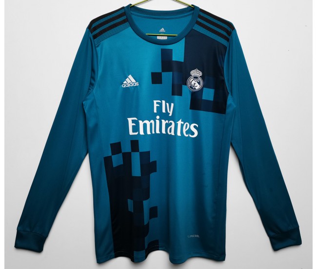 Camiseta retro de la tercera equipación de manga larga del Real Madrid 2017-2018